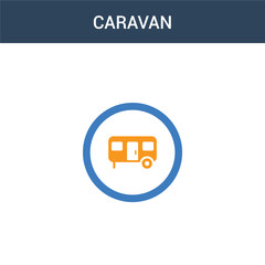 two colored Caravan concept vector icon. 2 color Caravan vector illustration. isolated blue and orange eps icon on white background.