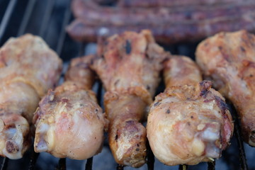 South African Braai Meat on the barbecue grill charcoal fire cooking
