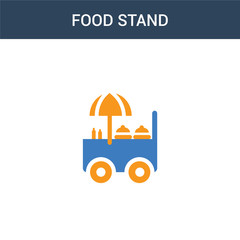 two colored Food stand concept vector icon. 2 color Food stand vector illustration. isolated blue and orange eps icon on white background.