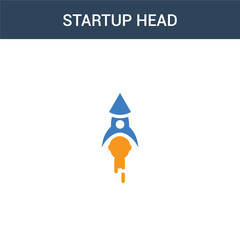 two colored startup Head concept vector icon. 2 color startup Head vector illustration. isolated blue and orange eps icon on white background.