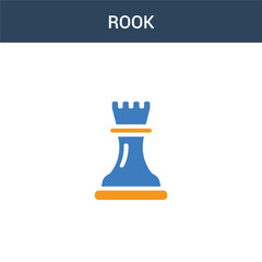 two colored Rook concept vector icon. 2 color Rook vector illustration. isolated blue and orange eps icon on white background.