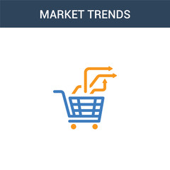 two colored Market trends concept vector icon. 2 color Market trends vector illustration. isolated blue and orange eps icon on white background.