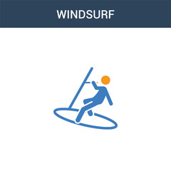 two colored Windsurf concept vector icon. 2 color Windsurf vector illustration. isolated blue and orange eps icon on white background.