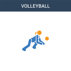 two colored Volleyball concept vector icon. 2 color Volleyball vector illustration. isolated blue and orange eps icon on white background.