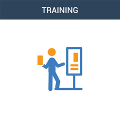 two colored Training concept vector icon. 2 color Training vector illustration. isolated blue and orange eps icon on white background.