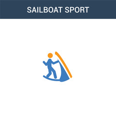 two colored Sailboat sport concept vector icon. 2 color Sailboat sport vector illustration. isolated blue and orange eps icon on white background.