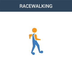 two colored racewalking concept vector icon. 2 color racewalking vector illustration. isolated blue and orange eps icon on white background.