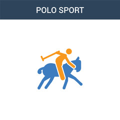 two colored polo sport concept vector icon. 2 color polo sport vector illustration. isolated blue and orange eps icon on white background.