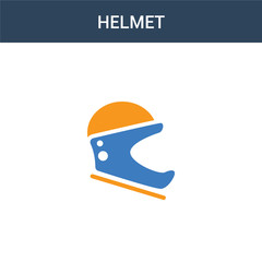 two colored Helmet concept vector icon. 2 color Helmet vector illustration. isolated blue and orange eps icon on white background.