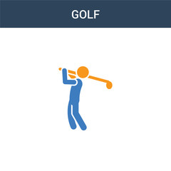 two colored Golf concept vector icon. 2 color Golf vector illustration. isolated blue and orange eps icon on white background.