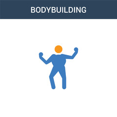 two colored bodybuilding concept vector icon. 2 color bodybuilding vector illustration. isolated blue and orange eps icon on white background.