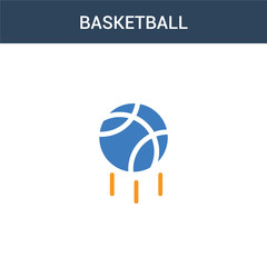 two colored Basketball concept vector icon. 2 color Basketball vector illustration. isolated blue and orange eps icon on white background.