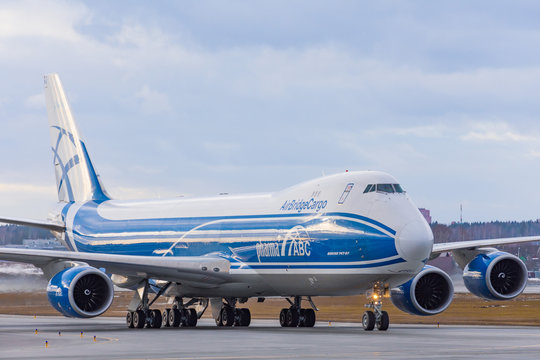 Boeing 747-8F Air Bridge Cargo Pharma Landing At The Russia Moscow Sheremetyevo International. 24 February 2020.