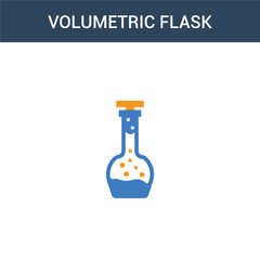 two colored Volumetric flask concept vector icon. 2 color Volumetric flask vector illustration. isolated blue and orange eps icon on white background.