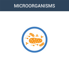 two colored Microorganisms concept vector icon. 2 color Microorganisms vector illustration. isolated blue and orange eps icon on white background.