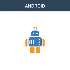 two colored Android concept vector icon. 2 color Android vector illustration. isolated blue and orange eps icon on white background.