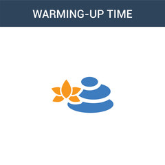 two colored Warming-up time concept vector icon. 2 color Warming-up time vector illustration. isolated blue and orange eps icon on white background.