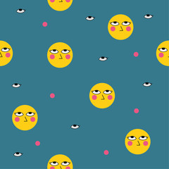 Fototapeta premium Painted faces on the blue background