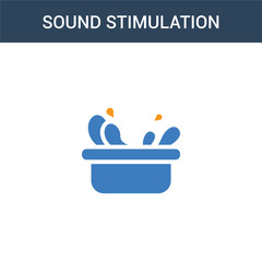 two colored Sound stimulation concept vector icon. 2 color Sound stimulation vector illustration. isolated blue and orange eps icon on white background.