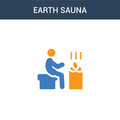 two colored Earth sauna concept vector icon. 2 color Earth sauna vector illustration. isolated blue and orange eps icon on white background.