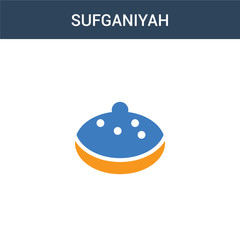 two colored Sufganiyah concept vector icon. 2 color Sufganiyah vector illustration. isolated blue and orange eps icon on white background.