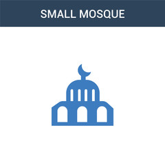 two colored Small Mosque concept vector icon. 2 color Small Mosque vector illustration. isolated blue and orange eps icon on white background.