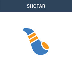 two colored Shofar concept vector icon. 2 color Shofar vector illustration. isolated blue and orange eps icon on white background.