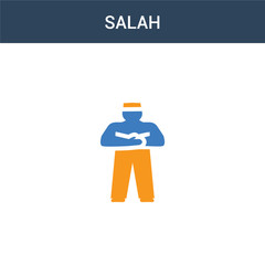 two colored Salah concept vector icon. 2 color Salah vector illustration. isolated blue and orange eps icon on white background.