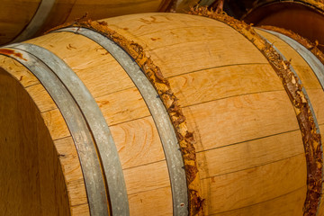 Wine barrels sit in the Temecula wine country