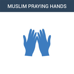 two colored Muslim Praying Hands concept vector icon. 2 color Muslim Praying Hands vector illustration. isolated blue and orange eps icon on white background.