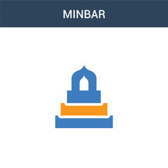 two colored Minbar concept vector icon. 2 color Minbar vector illustration. isolated blue and orange eps icon on white background.