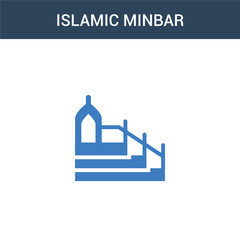 two colored Islamic Minbar concept vector icon. 2 color Islamic Minbar vector illustration. isolated blue and orange eps icon on white background.