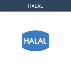 two colored Halal concept vector icon. 2 color Halal vector illustration. isolated blue and orange eps icon on white background.