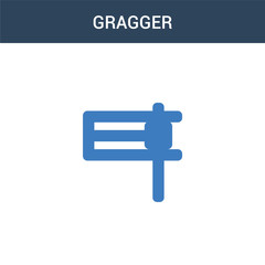 two colored Gragger concept vector icon. 2 color Gragger vector illustration. isolated blue and orange eps icon on white background.
