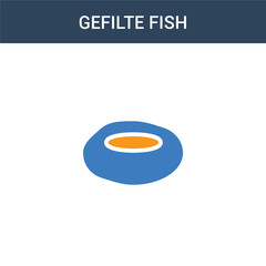 two colored Gefilte Fish concept vector icon. 2 color Gefilte Fish vector illustration. isolated blue and orange eps icon on white background.