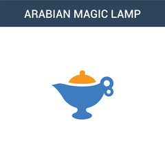 Fototapeta premium two colored Arabian Magic Lamp concept vector icon. 2 color Arabian Magic Lamp vector illustration. isolated blue and orange eps icon on white background.