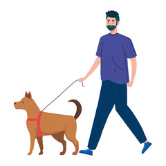 man walking with dog isolated icon vector illustration design