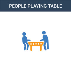 two colored People playing Table football concept vector icon. 2 color People playing Table football vector illustration. isolated blue and orange eps icon on white background.