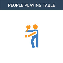 two colored People playing Table tennis concept vector icon. 2 color People playing Table tennis vector illustration. isolated blue and orange eps icon on white background.