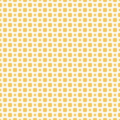 Vector geometric seamless pattern with small yellow circles and squares. Simple dotted ornament. Abstract repeating background texture. Minimalist design for decor, package, wallpapers, cloth, textile