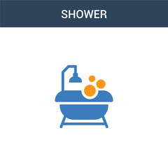 two colored Shower concept vector icon. 2 color Shower vector illustration. isolated blue and orange eps icon on white background.