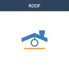 two colored Roof concept vector icon. 2 color Roof vector illustration. isolated blue and orange eps icon on white background.