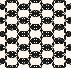 Vector geometric seamless pattern. Simple abstract monochrome texture with diamond shapes, rhombuses, grid, lattice, net. Black and white repeat background. Modern geometry. Design for decor, prints