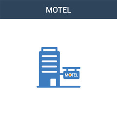 Fototapeta premium two colored Motel concept vector icon. 2 color Motel vector illustration. isolated blue and orange eps icon on white background.