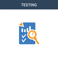 two colored Testing concept vector icon. 2 color Testing vector illustration. isolated blue and orange eps icon on white background.