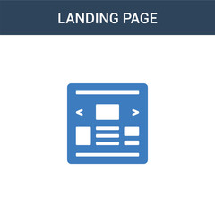 Fototapeta premium two colored Landing page concept vector icon. 2 color Landing page vector illustration. isolated blue and orange eps icon on white background.
