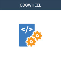 two colored Cogwheel concept vector icon. 2 color Cogwheel vector illustration. isolated blue and orange eps icon on white background.