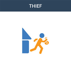 two colored Thief concept vector icon. 2 color Thief vector illustration. isolated blue and orange eps icon on white background.