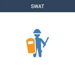 two colored Swat concept vector icon. 2 color Swat vector illustration. isolated blue and orange eps icon on white background.