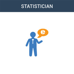 two colored Statistician concept vector icon. 2 color Statistician vector illustration. isolated blue and orange eps icon on white background.